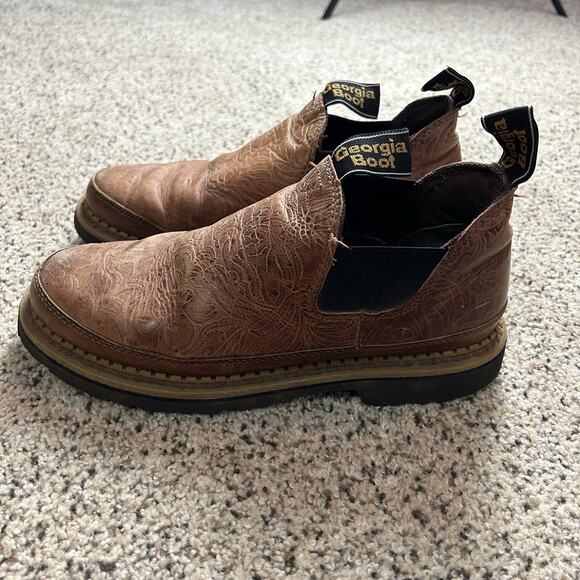 Georgia Boot Womens Romeo Boots Size 10 Brown Embossed Leather - Picture 9 of 9